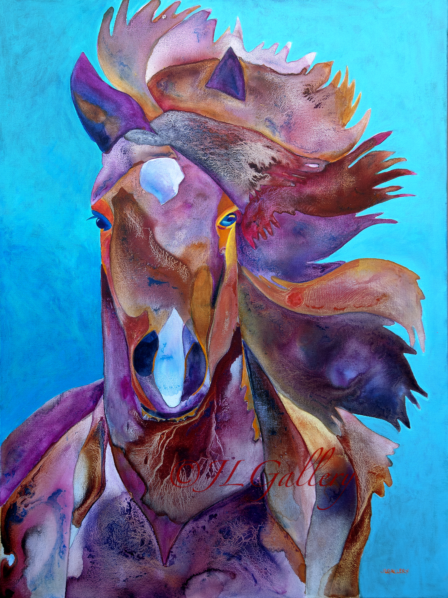 Copper a colorful horse painting on canvas. Horse
